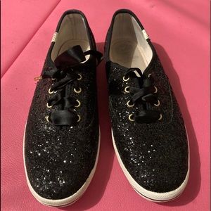 Keds Kate Spade Black champion glitter shoes